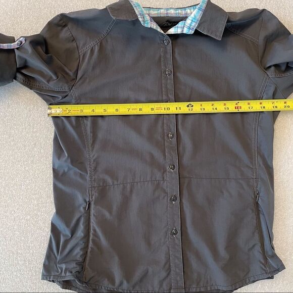 Gray Women's Kuhl Hiking Shirt with rolled sleeves - Picture 6 of 8